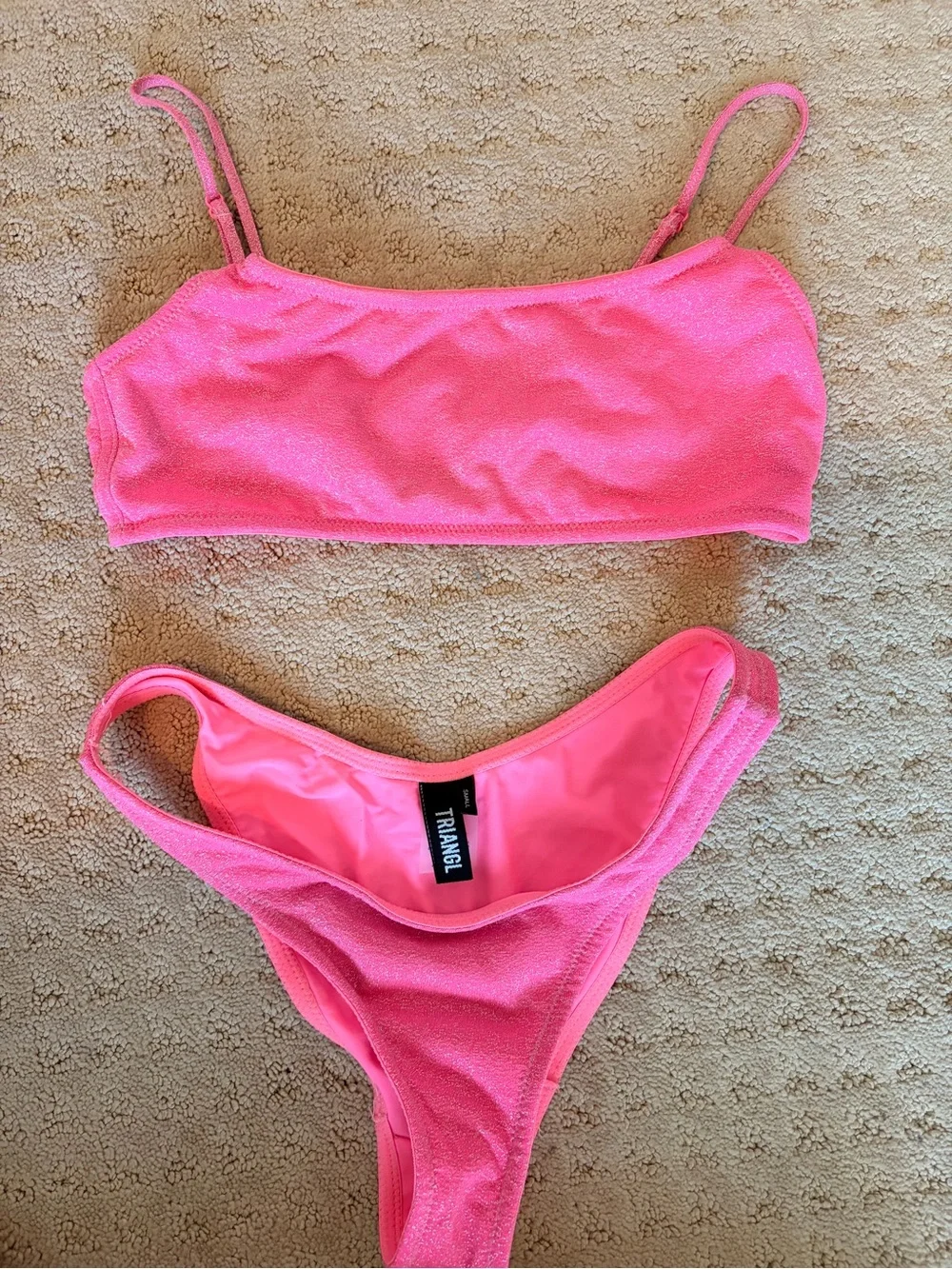 triangl swimwear Pink Shimmer Crop Bikini Set